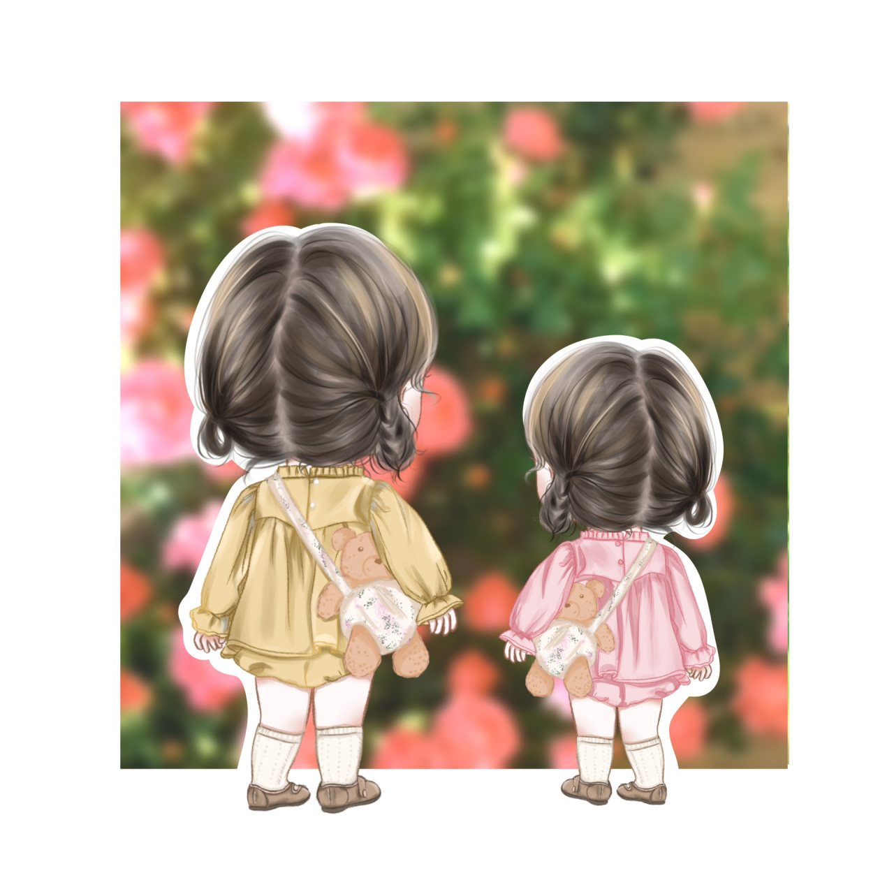 女宝宝头像/可爱背影头像95双胞胎 模特图: 画风原创