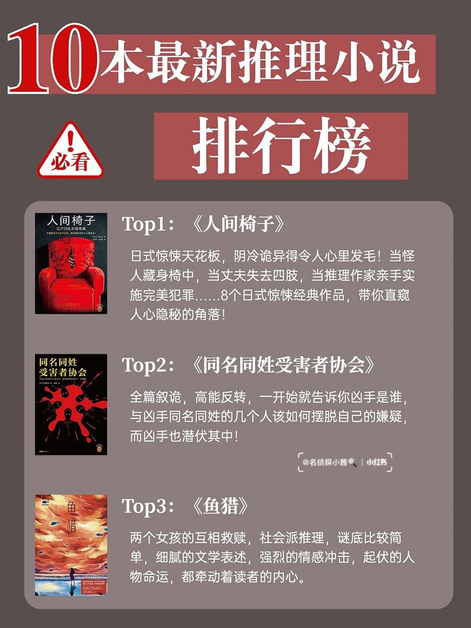 10本6015最新烧脑推理小说排行榜98推理迷必看 #推理# #科普