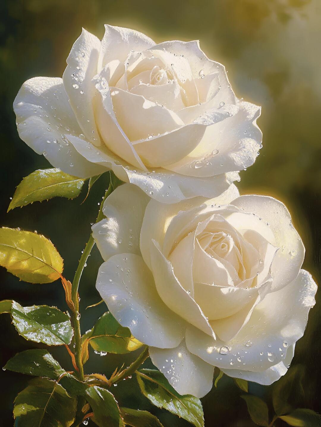 白玫瑰象征着纯洁与爱情,每一朵都像是初雪般清新