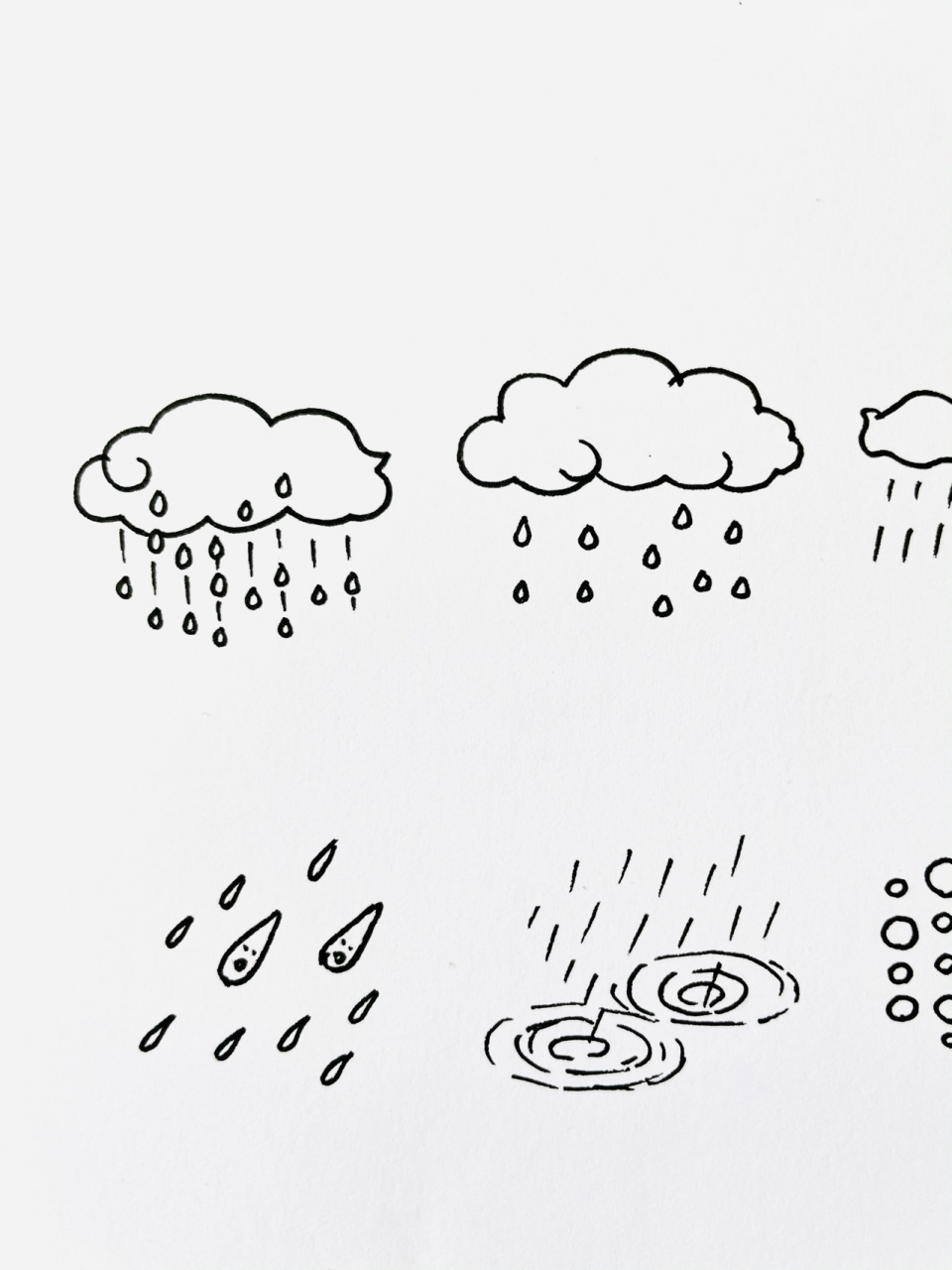 【简笔画】雨天9715 分享一组关于天气的简笔画—9715 瓢泼