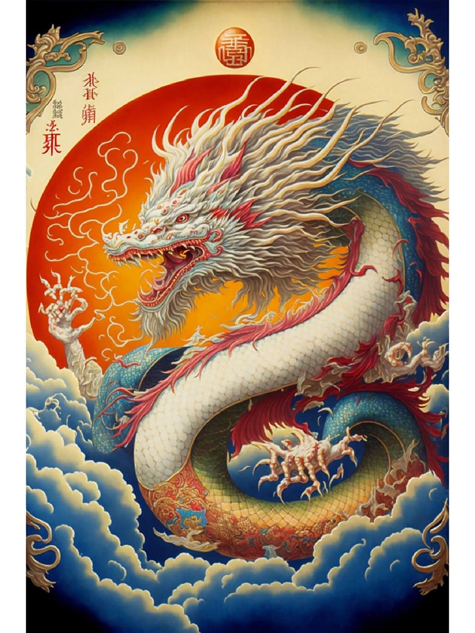 ai绘画"关键词"国风神龙 龙,中国古代神话中的动物,为鳞虫之长.