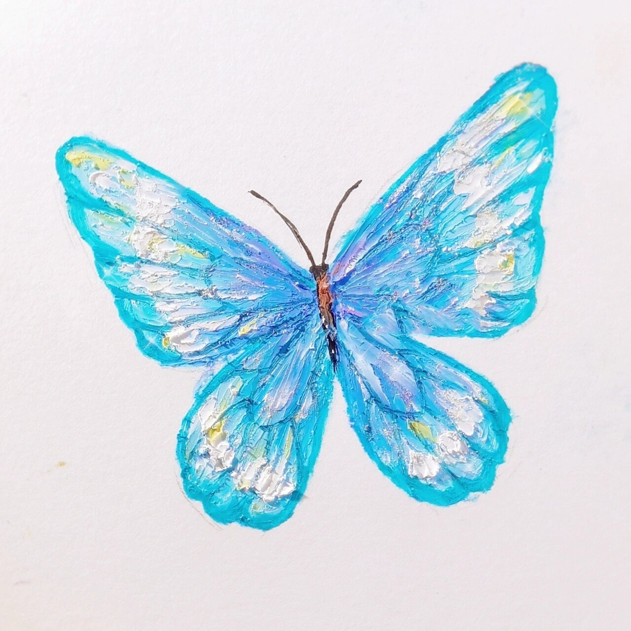 油画棒原创|蓝紫梦幻蝴蝶03油画棒绘画 一组蓝紫色系的蝴蝶,整体