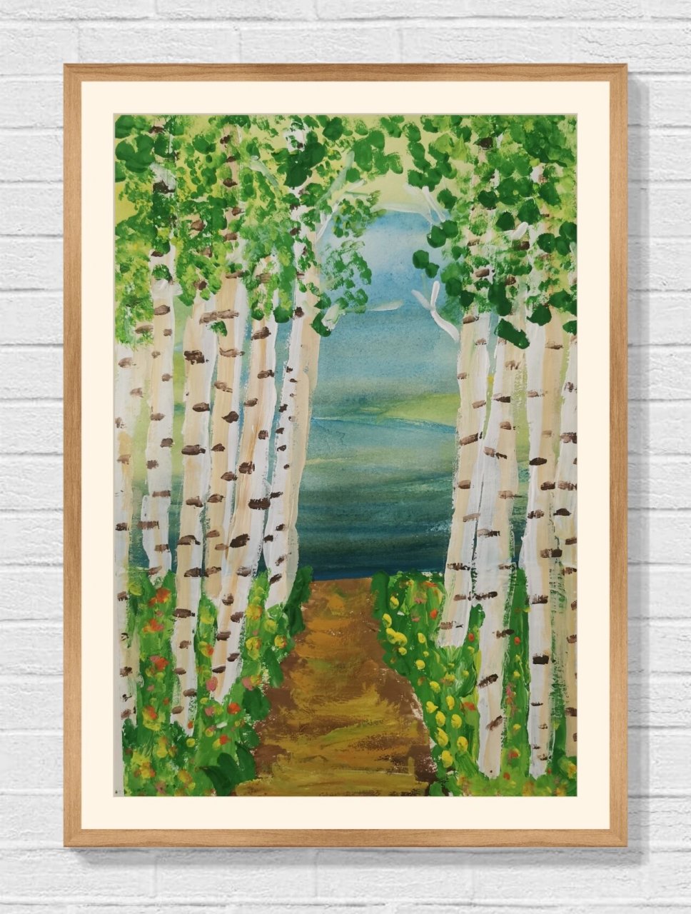 白桦树 #创意美术# #教育培训机构# #少儿美术课件# #美术# #水粉画