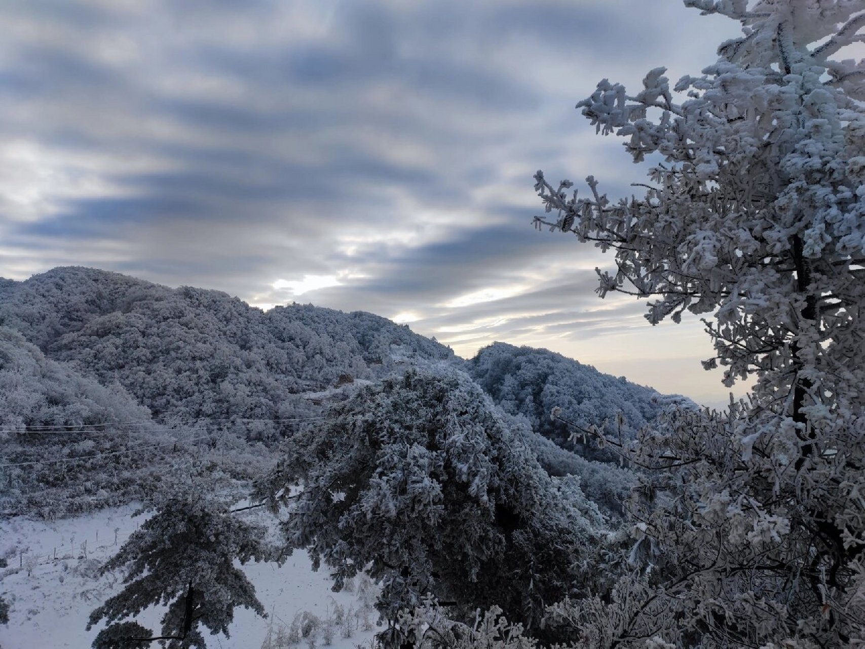 汉水源初雪 宁强县汉水源森林公园位于陕西省汉中市宁强县城西南12