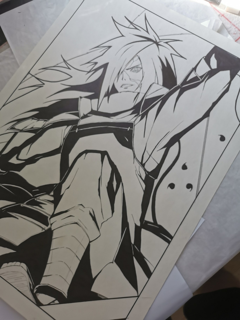 火影忍者黑白手绘 宇智波斑 画了一天02也没多满意