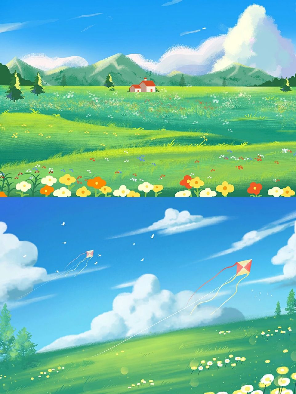 希望宝子们能喜欢～ 97背景素材使用场景: 97卡通风|春天风景背景