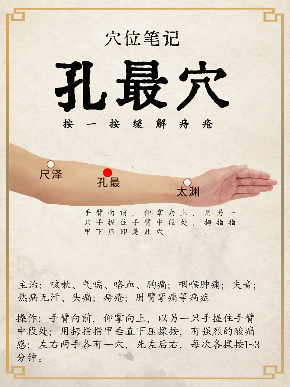 穴位学习每日打卡-6:孔最穴 缓解痔疮 02020202020202