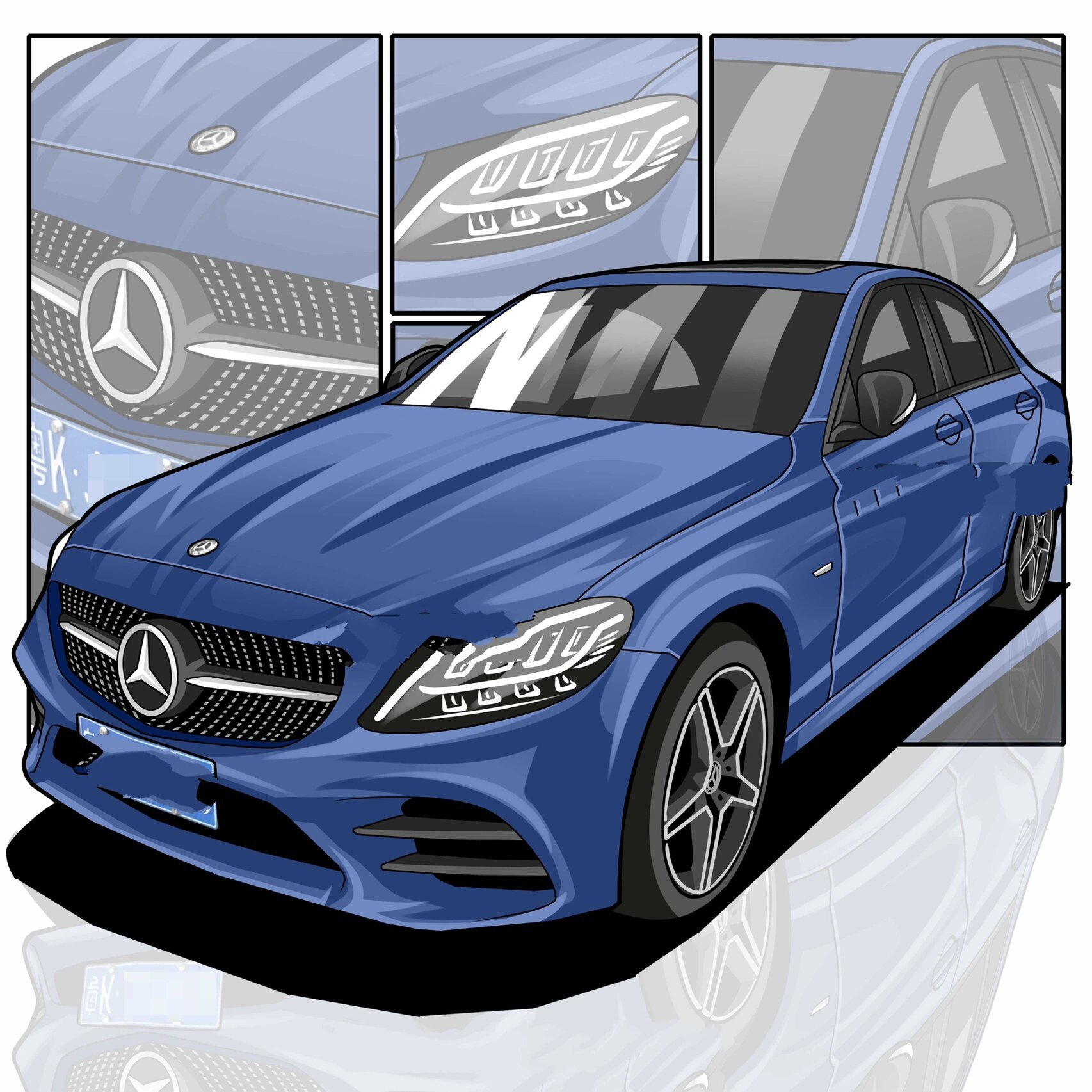 手绘汽车头像|帅气奔驰头像壁纸