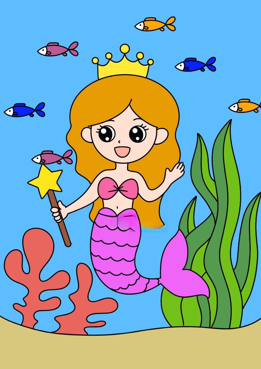 美人鱼0469♀15儿童创意画 简笔画