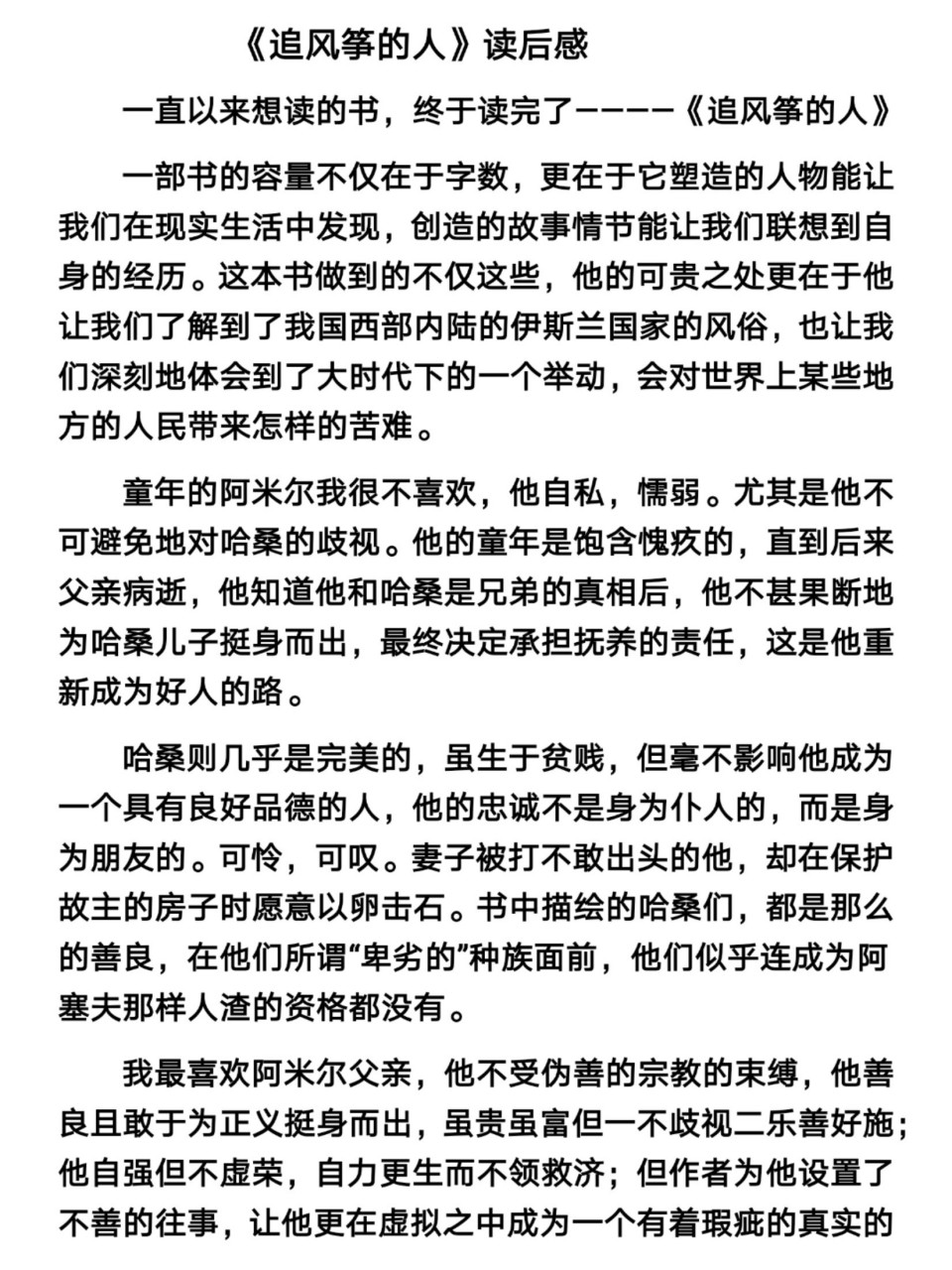 《追风筝的人》读后感