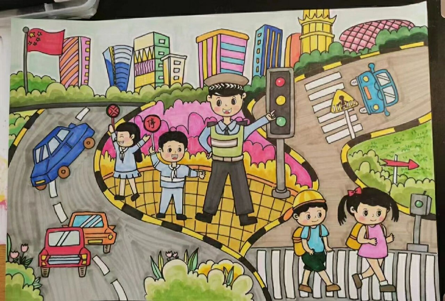 共创文明城市 交通安全主题手抄报