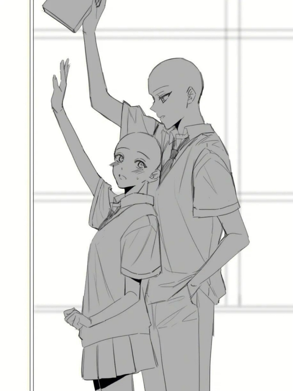 绘画96素材丨情侣互动线稿素材第二弹7515 今天给大家分享第二