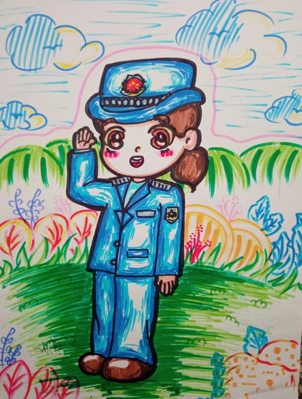 简笔画《警察》