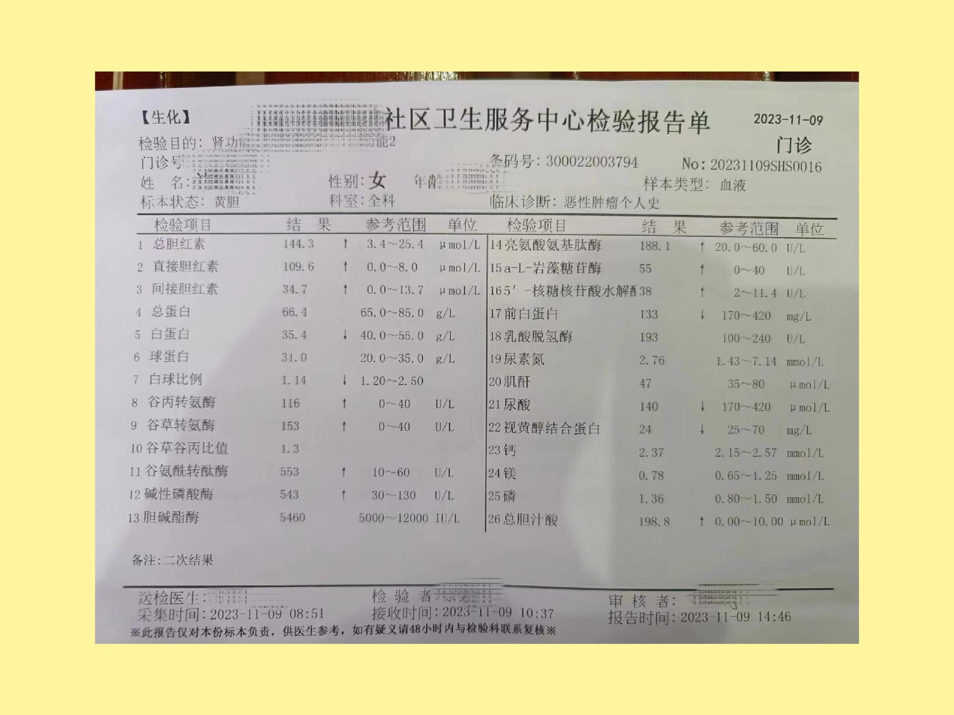 癌症化验单制作图片