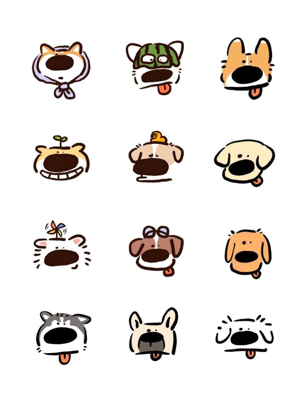 小狗头像合集 😂把之前画的狗子头像大概整理了一