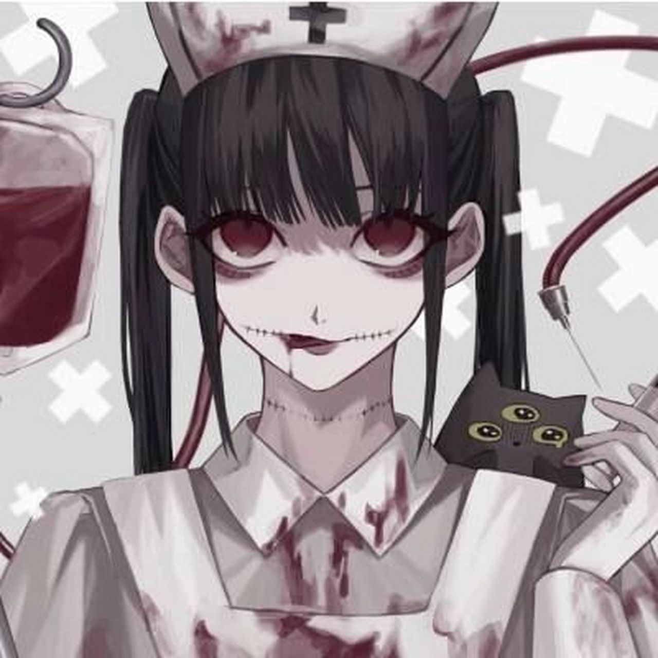 恐怖带血动漫女生头像