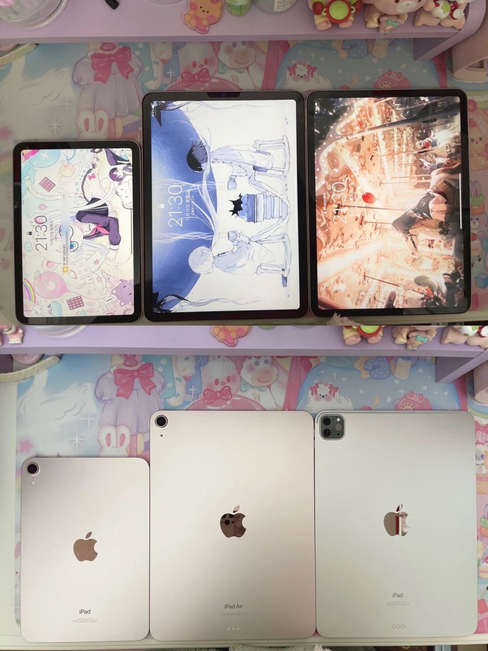 ipad大小对比图 从左到右 分别是 ipad mini6-ipad air5-ipad pro 11