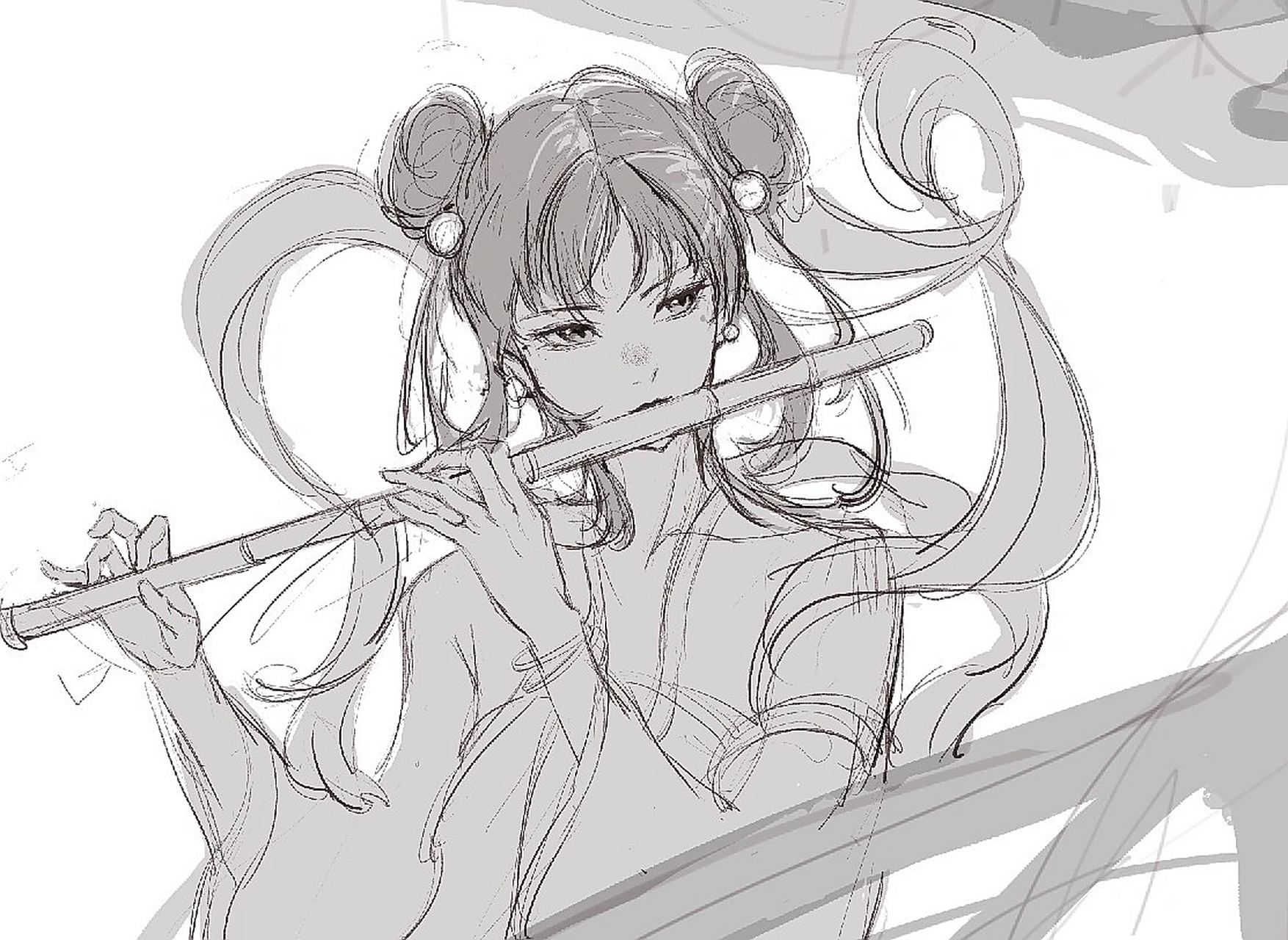 竹笛 #古风##插画# #古风插画##板绘