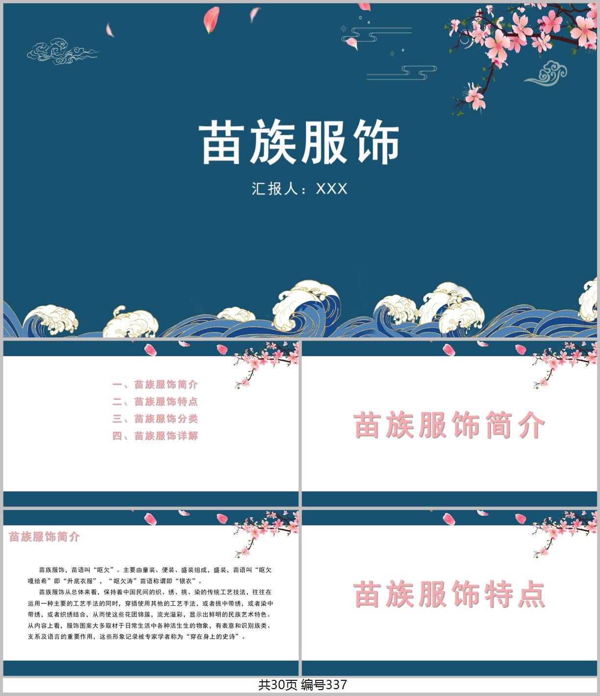 中国风苗族服饰民族服饰ppt