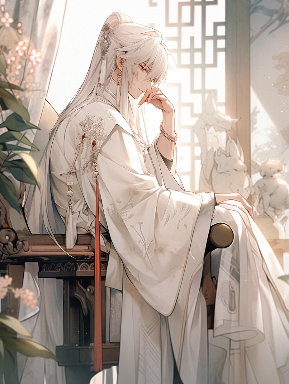 师尊 | 古风头像壁纸插画素材男生白发头像