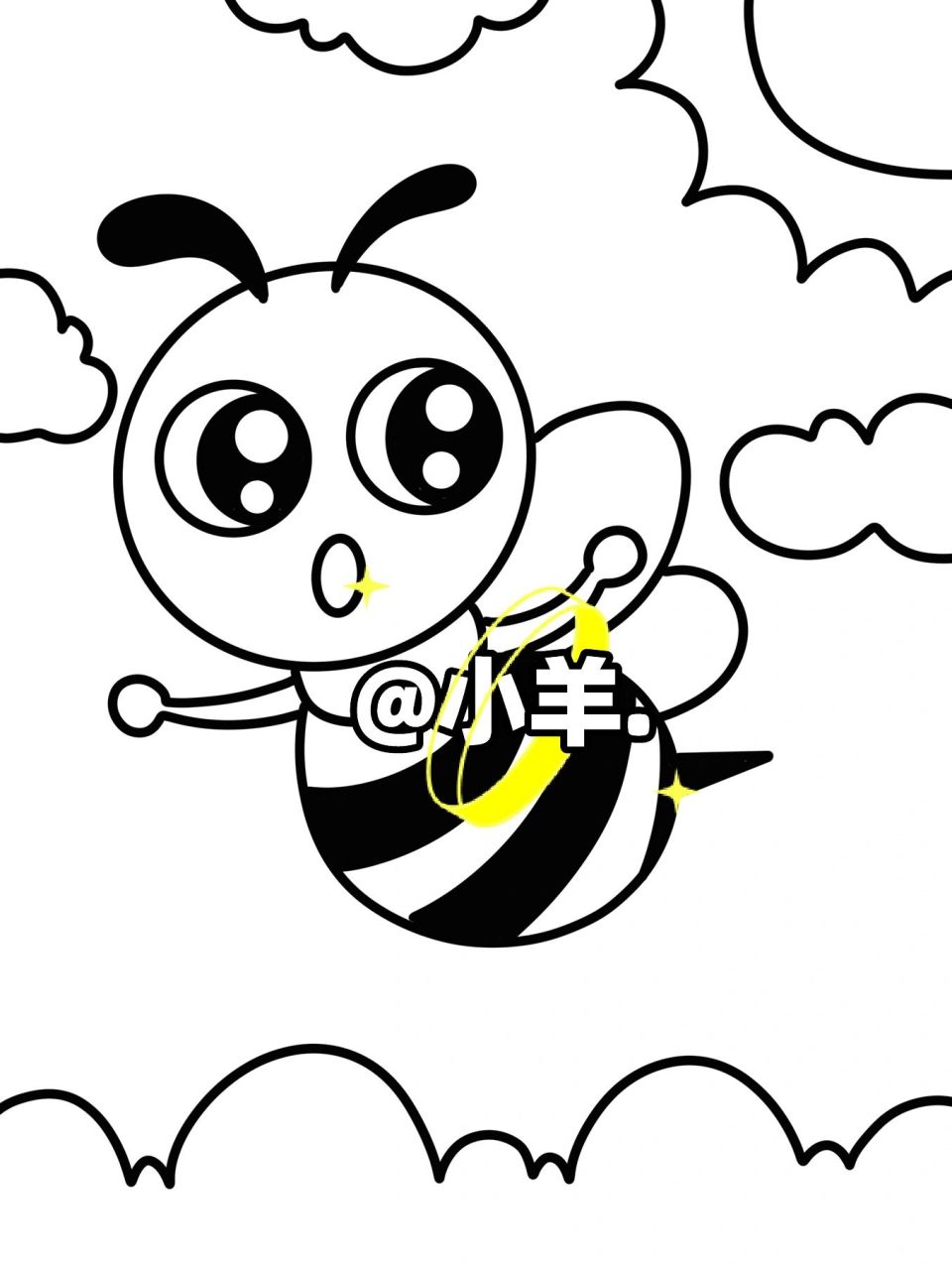 蜜蜂简笔画画法图片