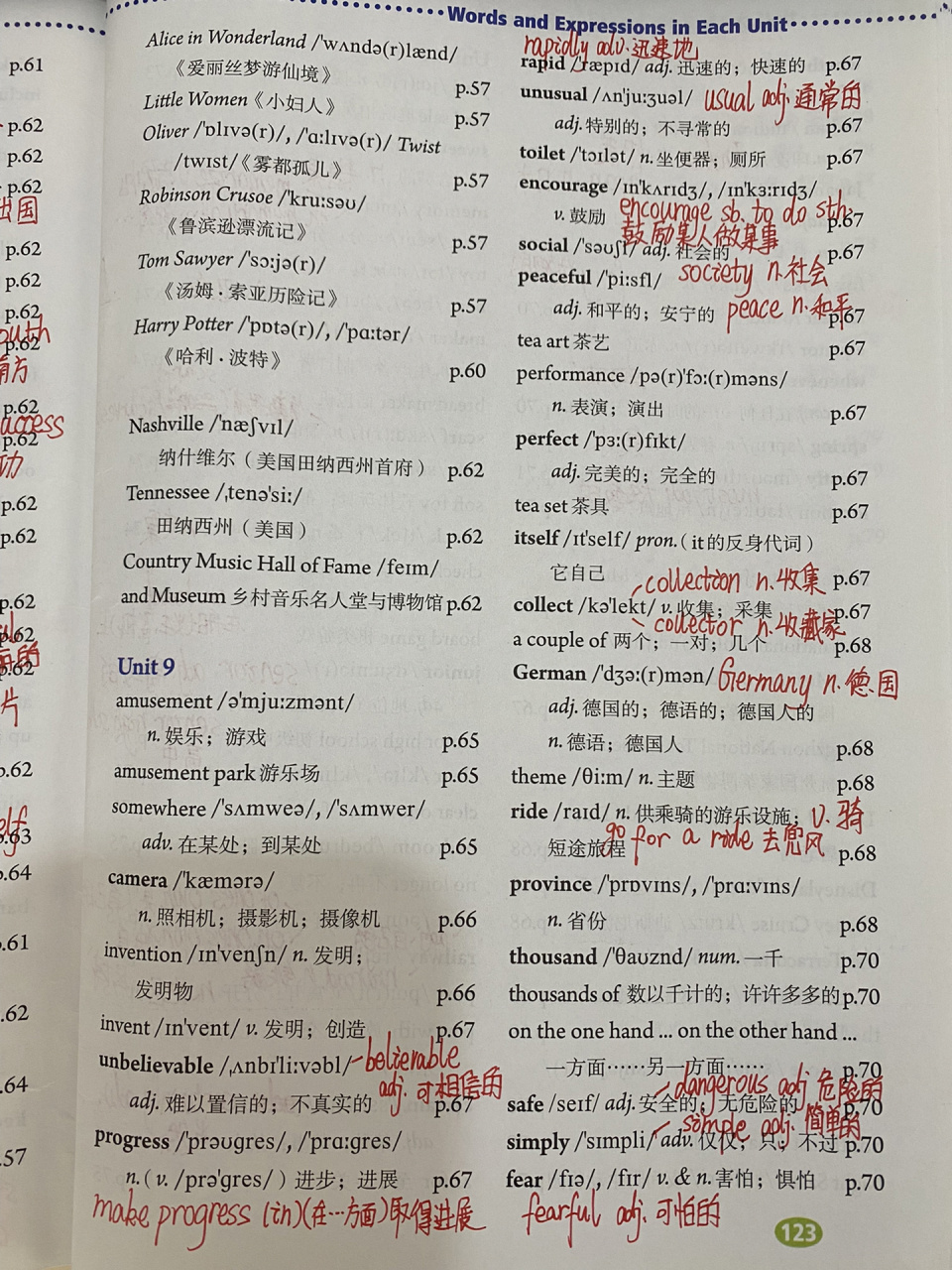 八年级下册英语unit9,10单词表笔记98,网课