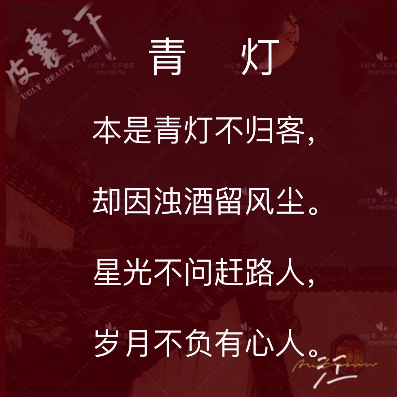 每日一诗—《青灯》 本是青灯不归客 却因浊酒留风尘 星光不问赶路人