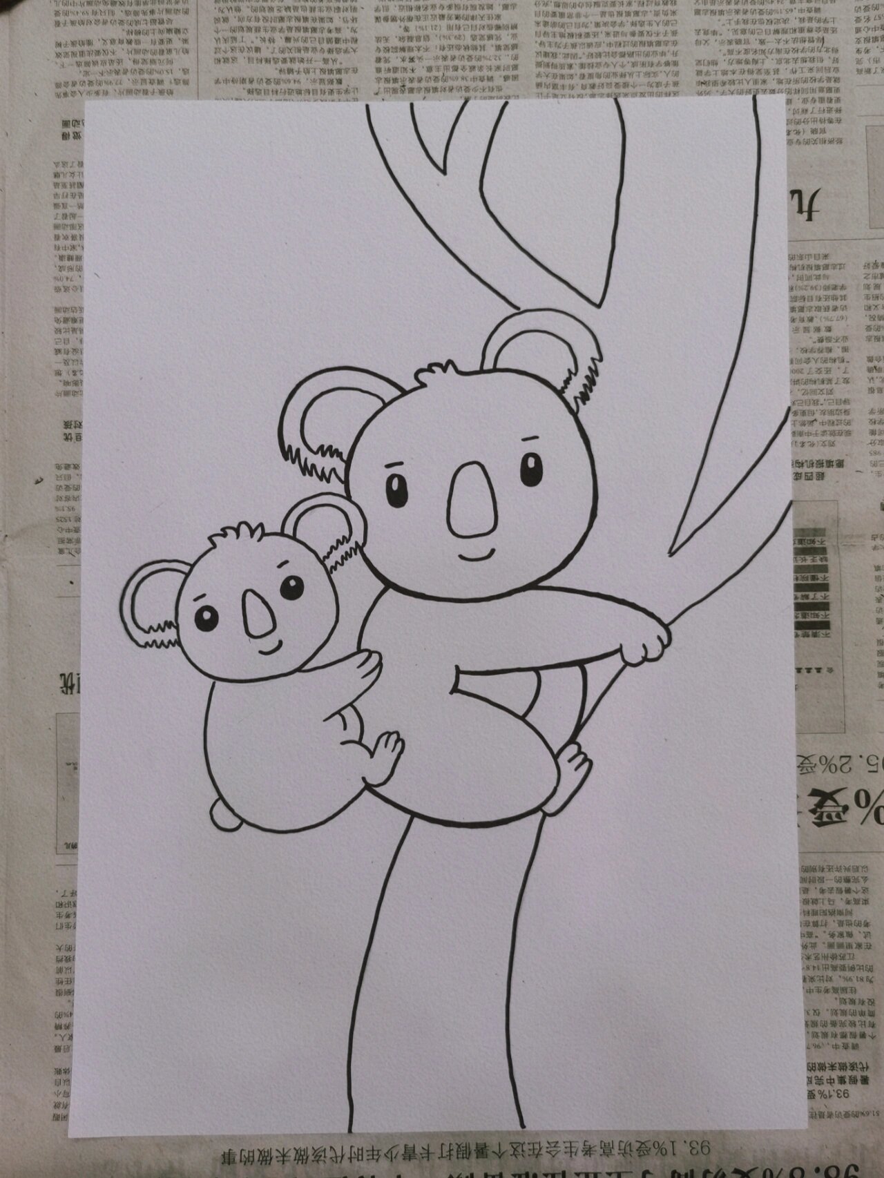 可爱树袋熊卡通简笔画【附步骤