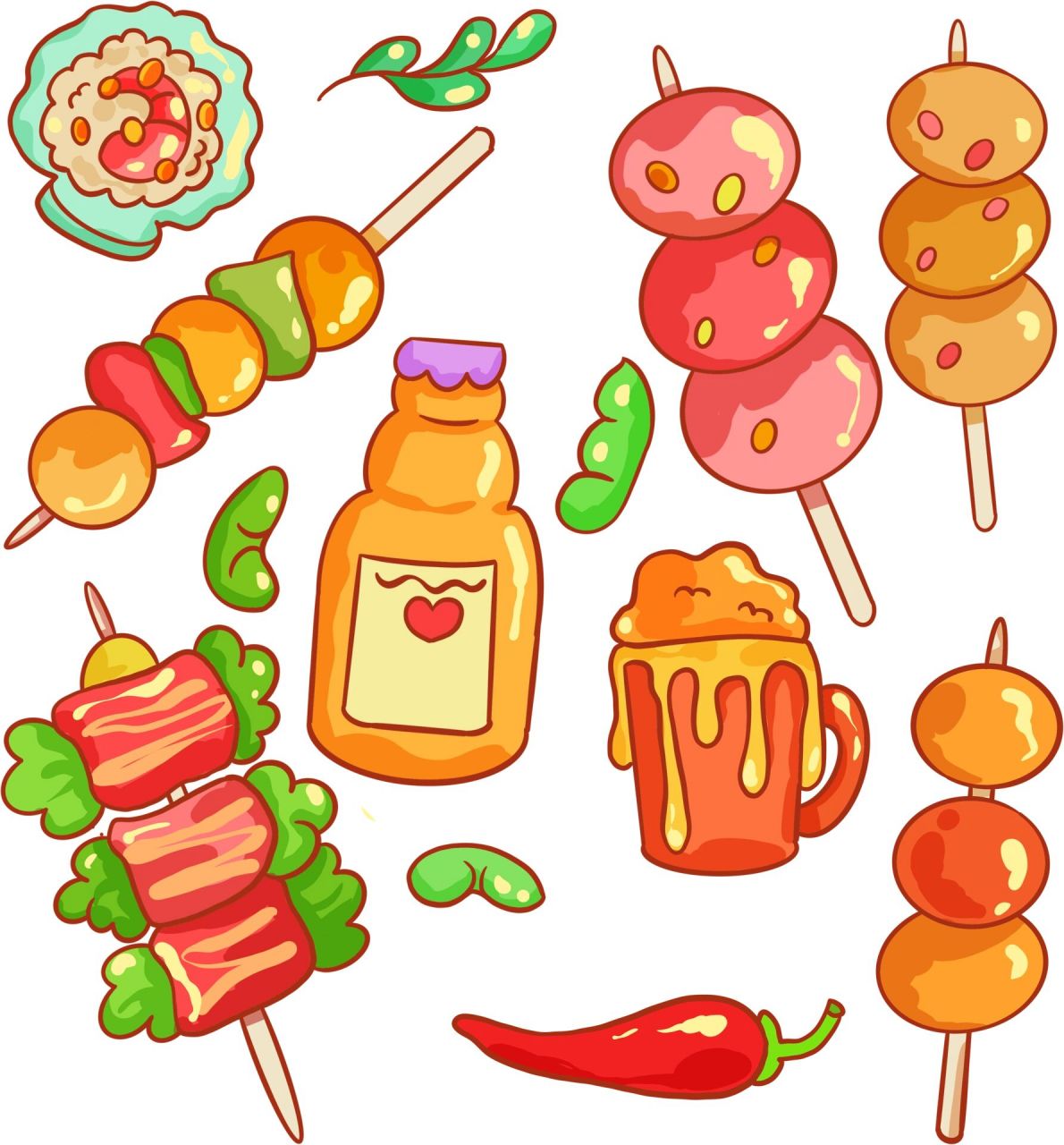 今日素材分享 夏日炎炎 吃烤串生活最甜 已经开始期待夏日,晚风,好