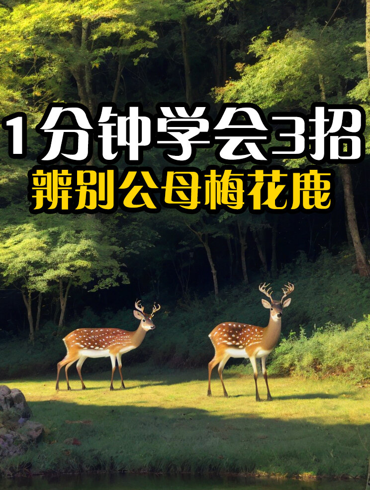 1分钟学会3招,轻松辨别公母梅花鹿!