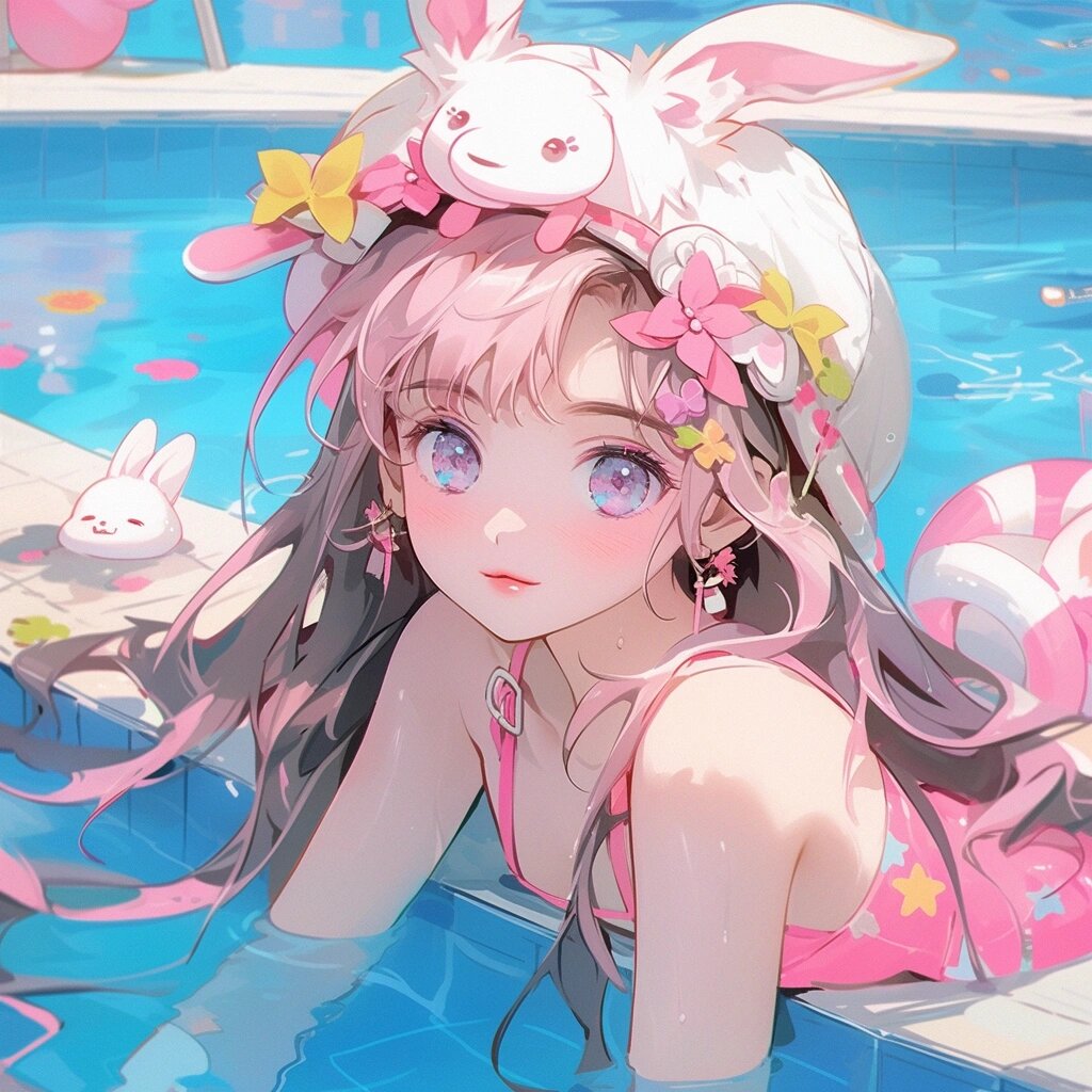 78女生可爱动漫头像系列5|夏日泳池78