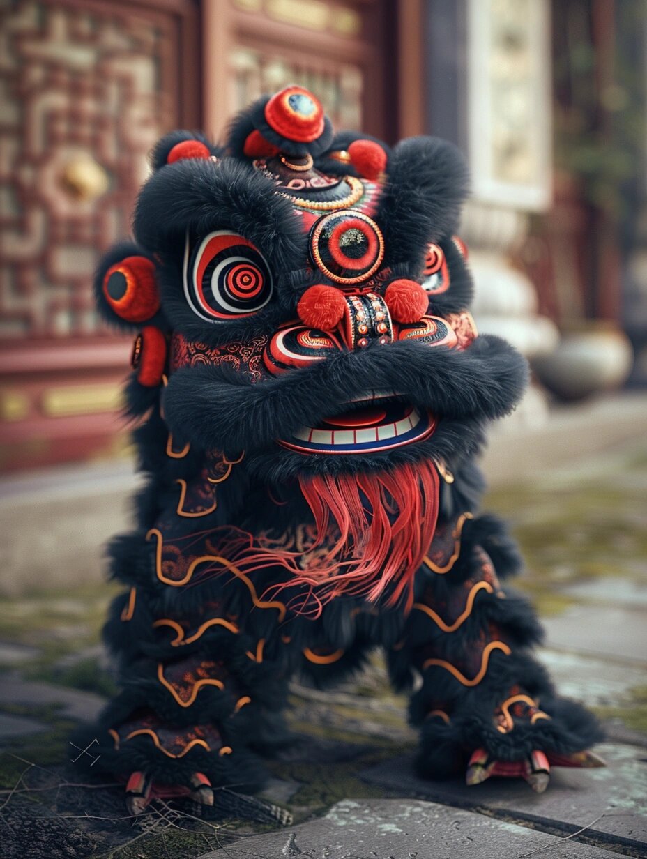 midjourney|霸气,勇猛的黑醒狮