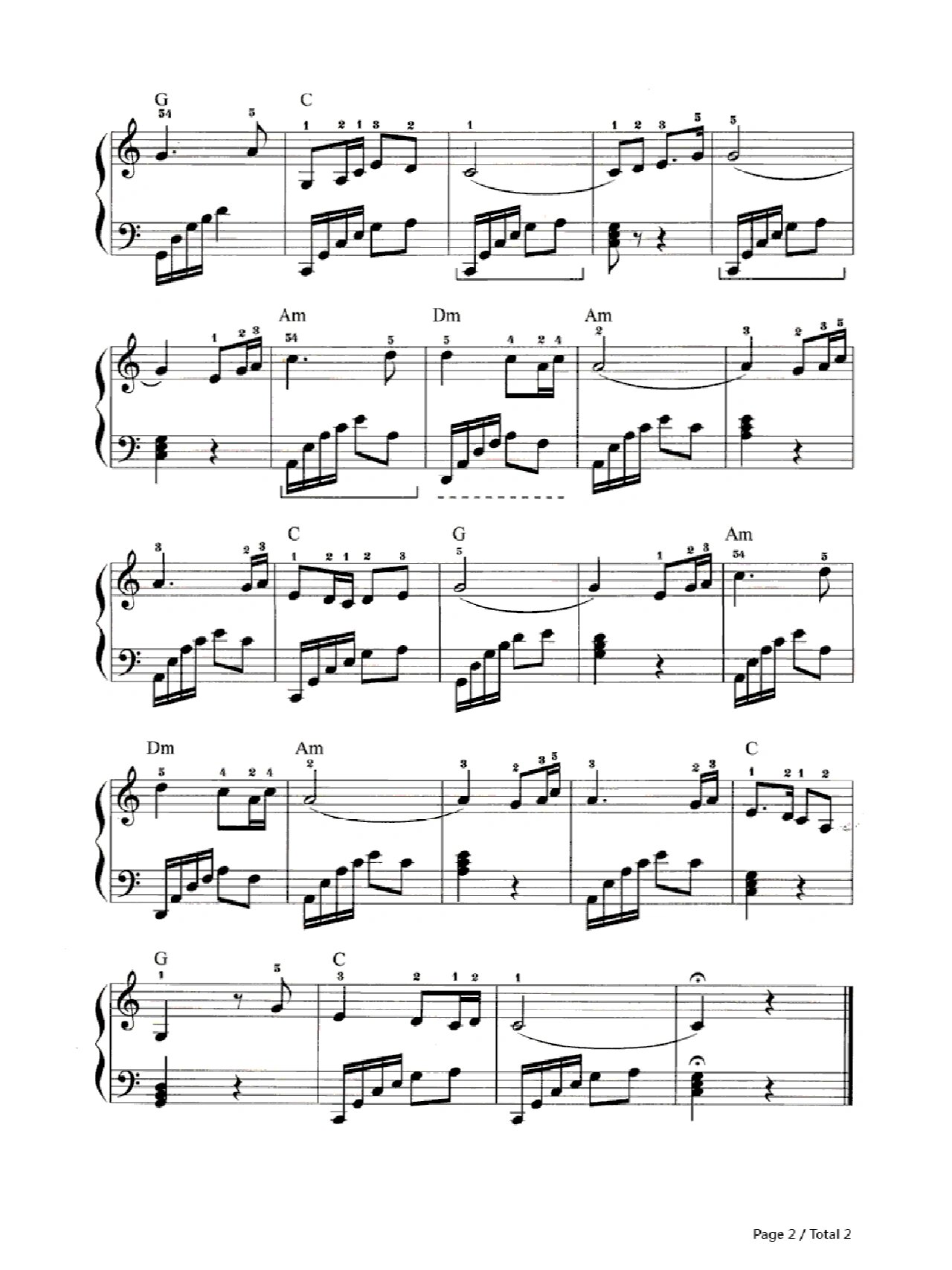 钢琴谱《美丽的草原我的家》