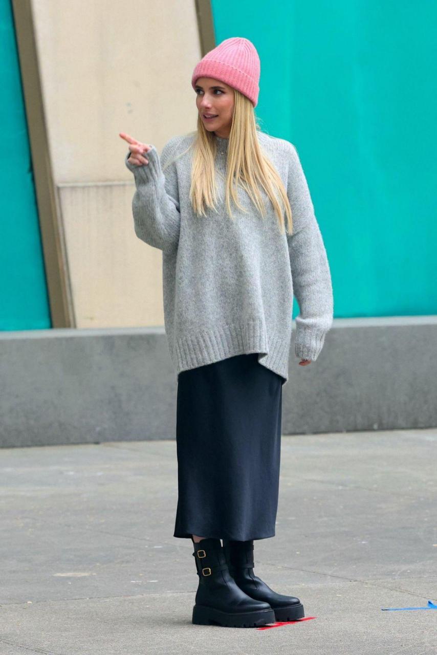 emma roberts拍摄《美恐》片场路透,这一季还会有卡戴珊