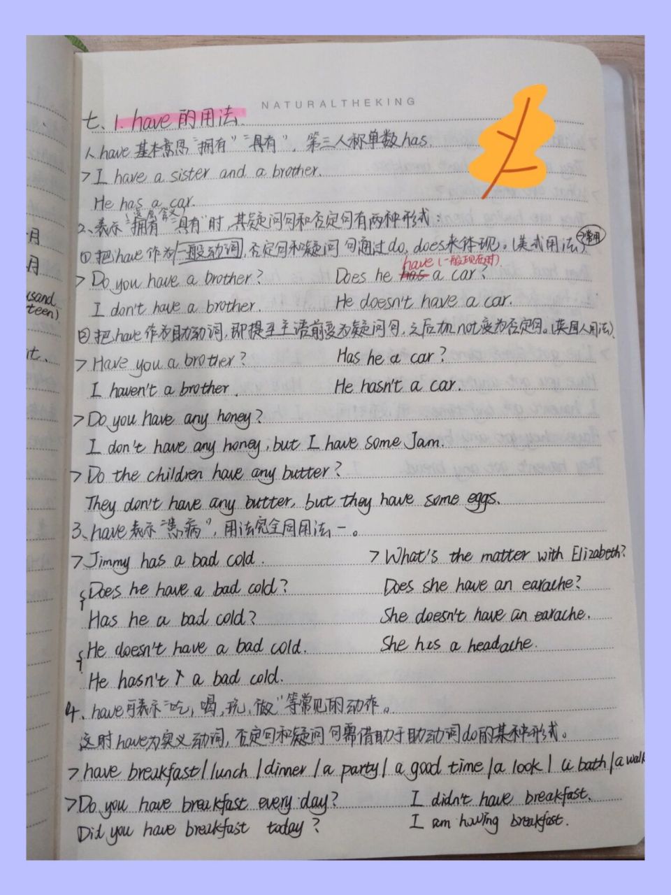 have表示"拥有,具有"时其疑问句,否定句有两种形式 ①have作为一般