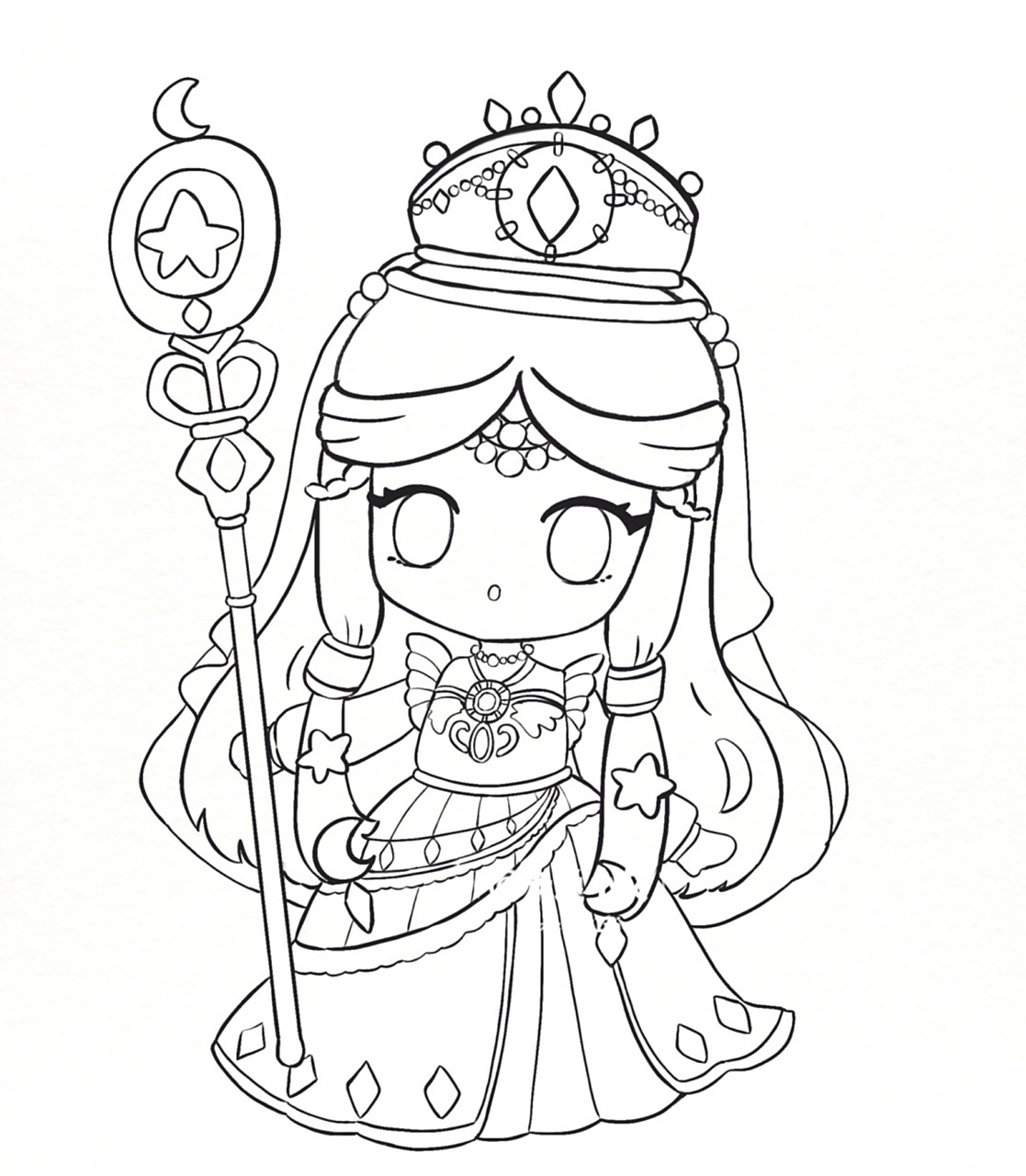 画画线稿 迷你世界新皮肤 叶罗丽联动 时希公主 萌萌卡通简笔画 铅笔