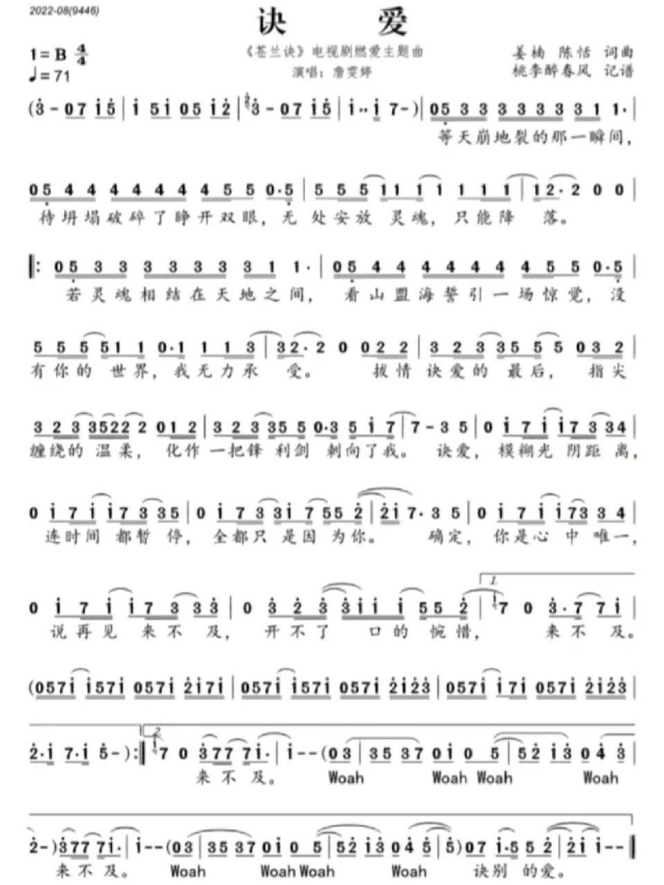 《诀爱》简谱 《诀爱》简谱,下一次想看什么简谱,请在评论区留言