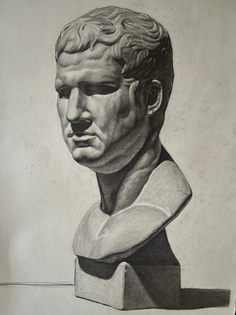 素描石膏人像4k写生(阿格里巴) 断断续续画了四五个小时,细节上能表现