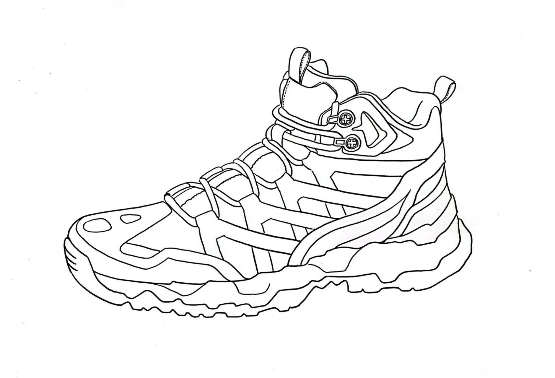 运动鞋写生线描图片