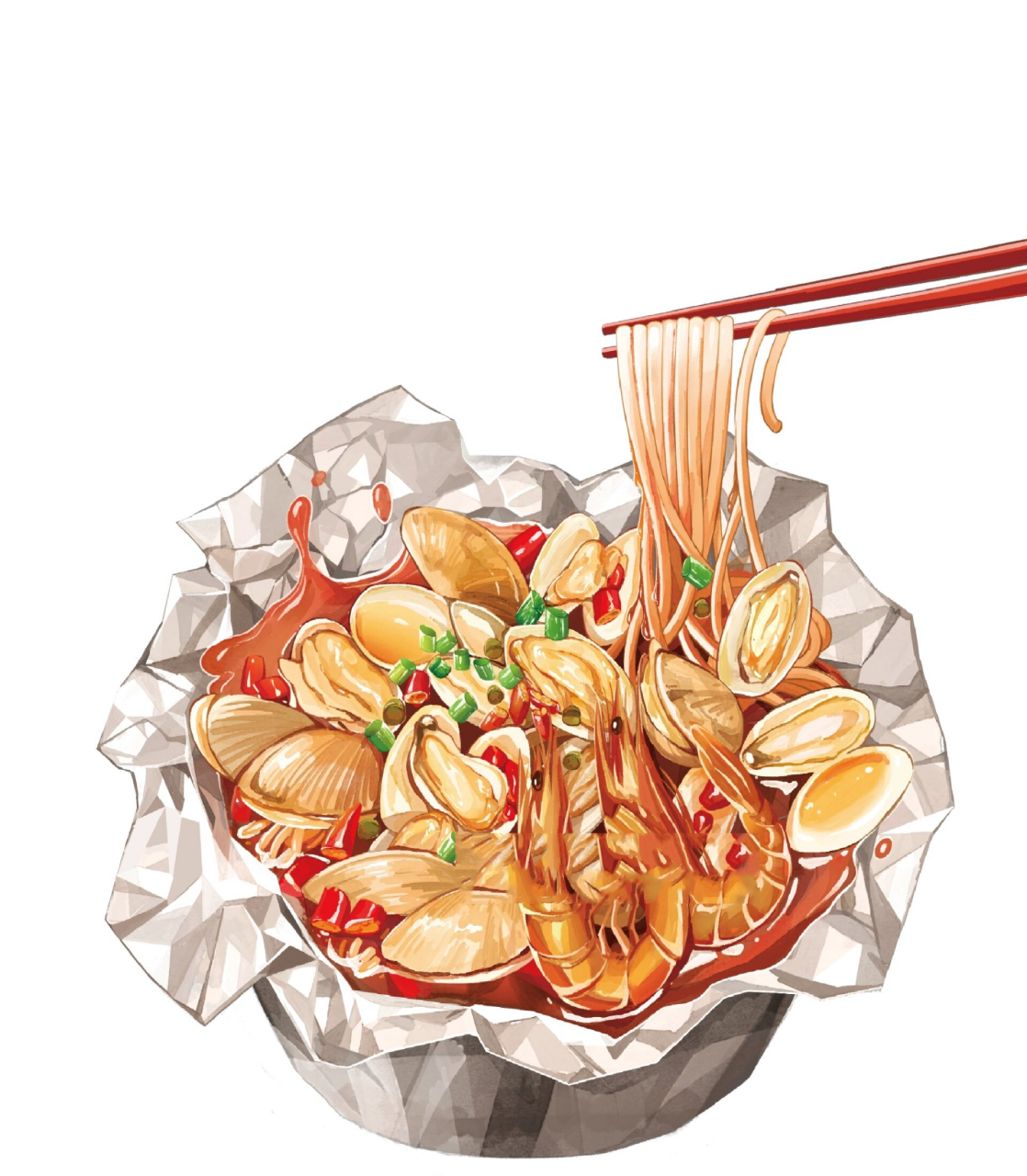 手绘食物|麻辣花甲粉 麻辣鲜香,先吃为敬