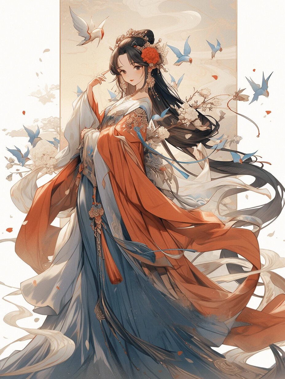 可商用素材|古风美人 蛾眉带秀,凤眼含情,腰如弱柳迎风,面似娇花拂水.