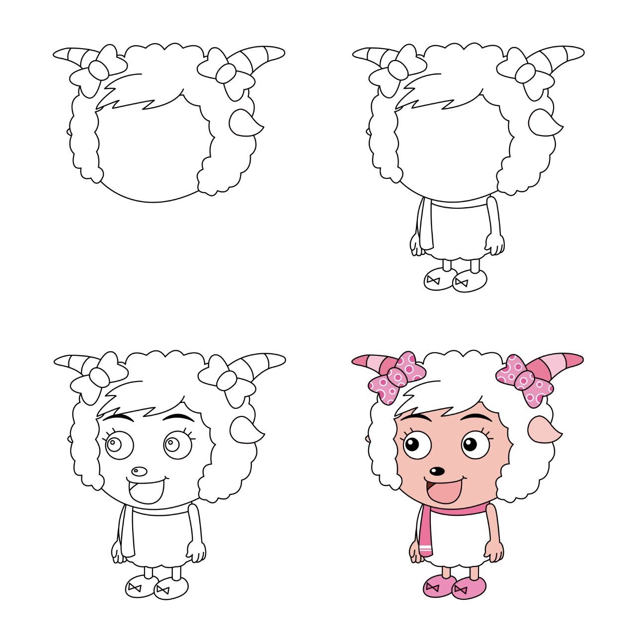 简笔画教程 | 喜羊羊与灰太狼之美羊羊 无敌可爱美丽的美羊羊来喽!