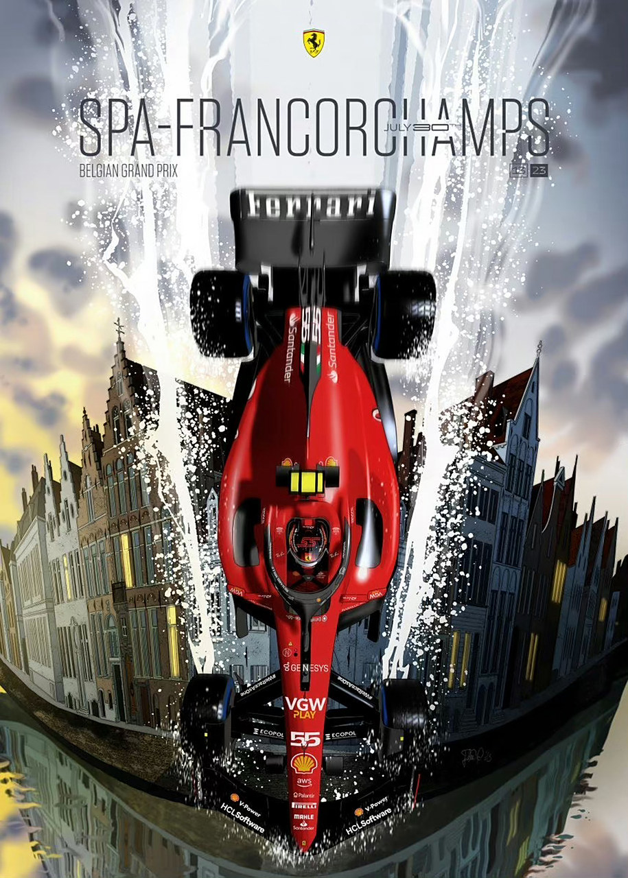 f1 法拉利比利时站官方海报来了