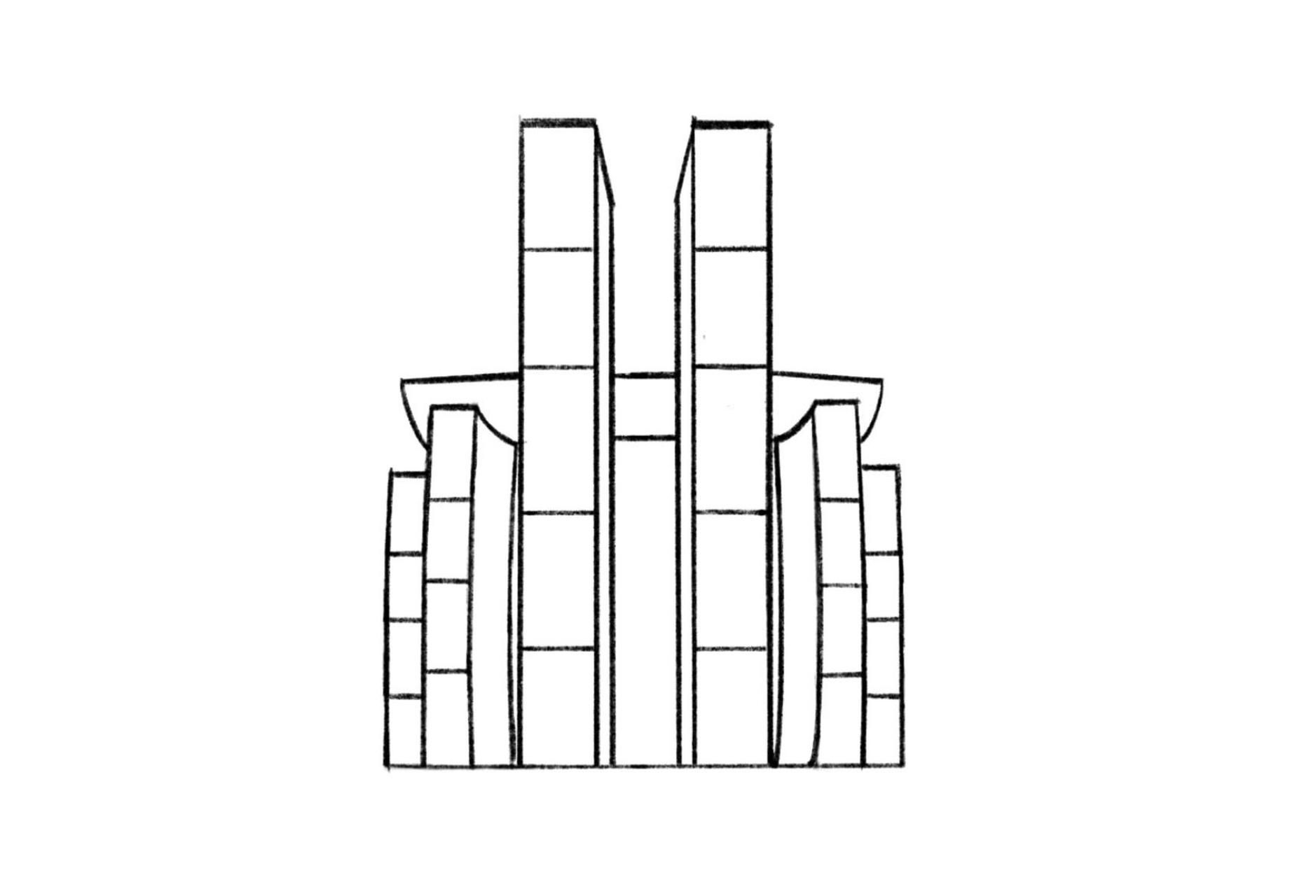 建筑简笔画—解放碑,来福士 建筑简笔画—解放碑,来福士