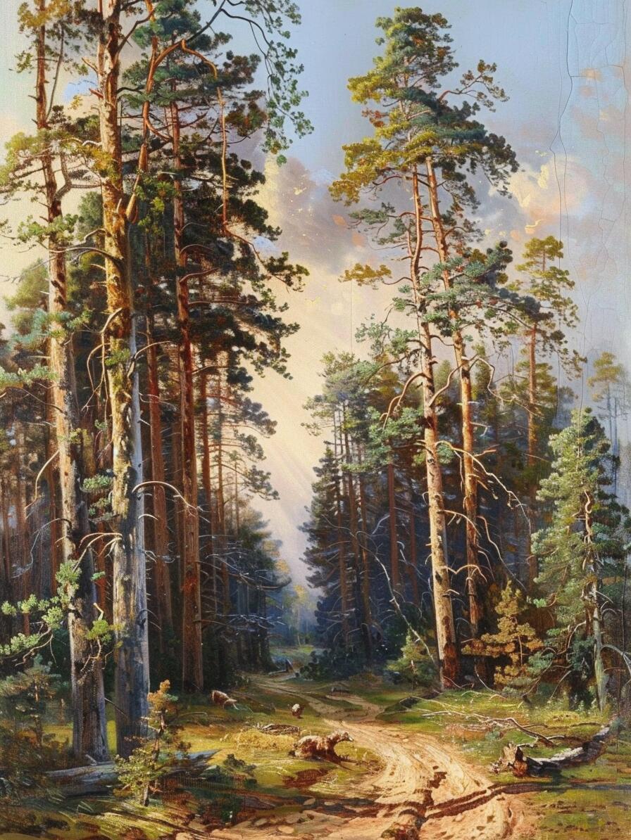 ai油画|森林深处的小路