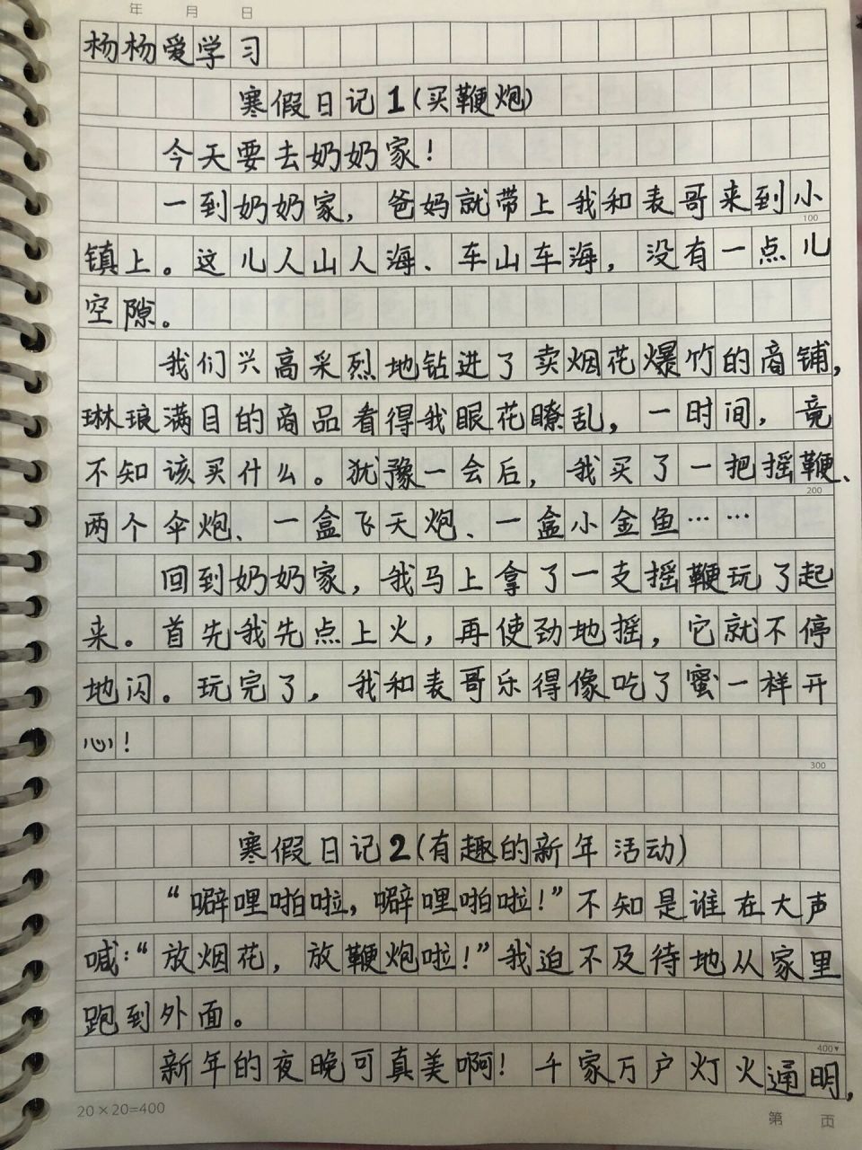 抄日记大全寒假图片