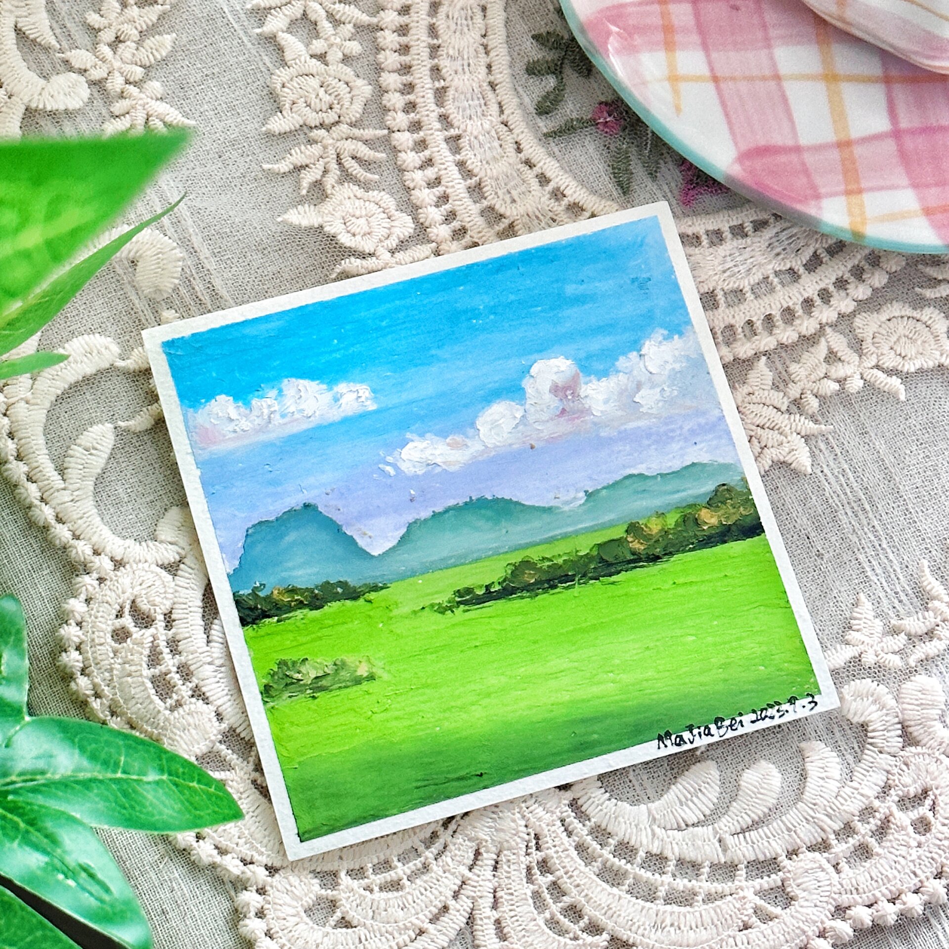 打卡100幅油画棒🎨-01蓝天🌿白云☁️ 正版 浅浅临摹一下大师