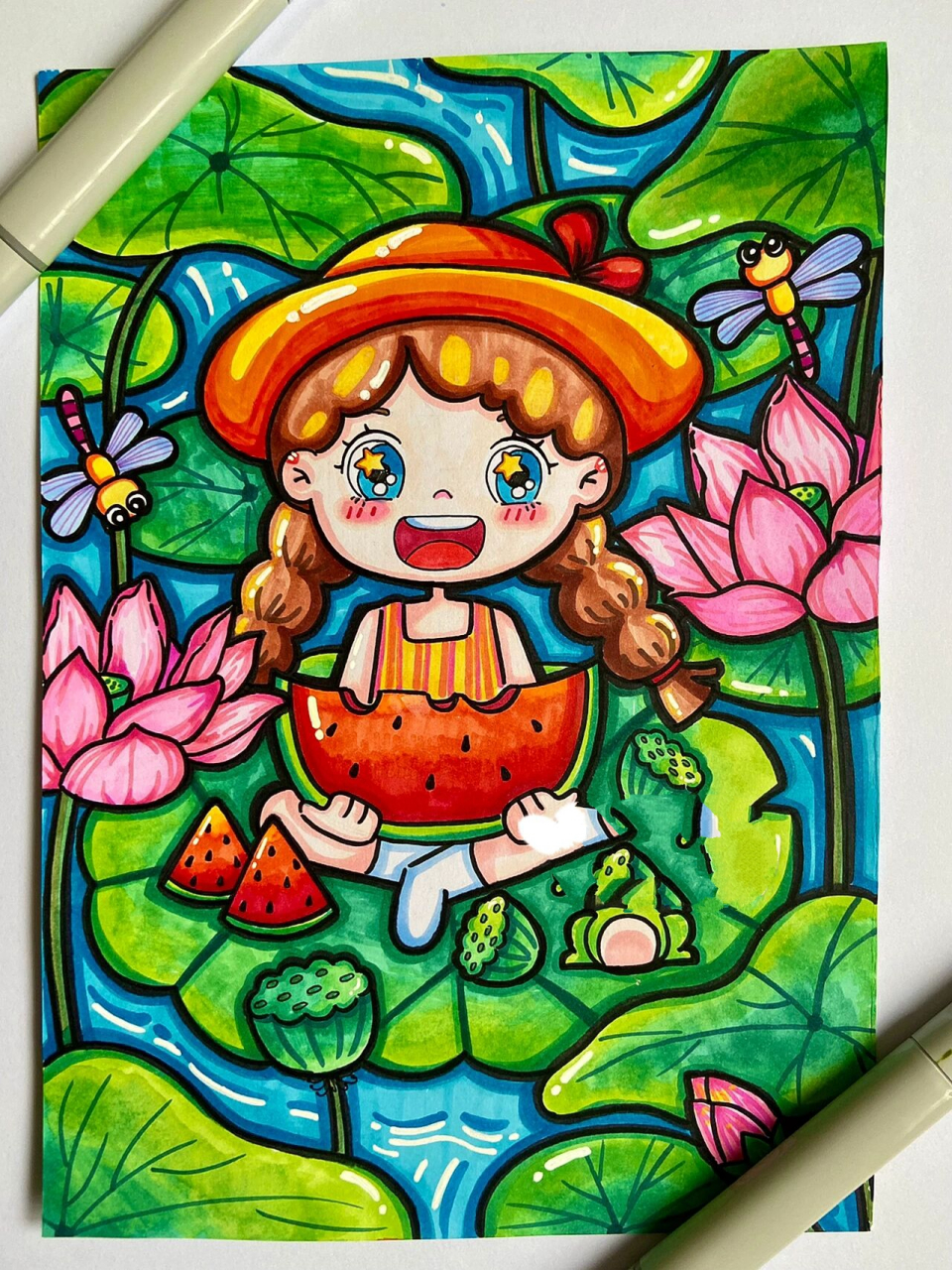 儿童画|《吃西瓜》《夏天》 马上开学啦 抓住暑期的尾巴 尝一下夏天的