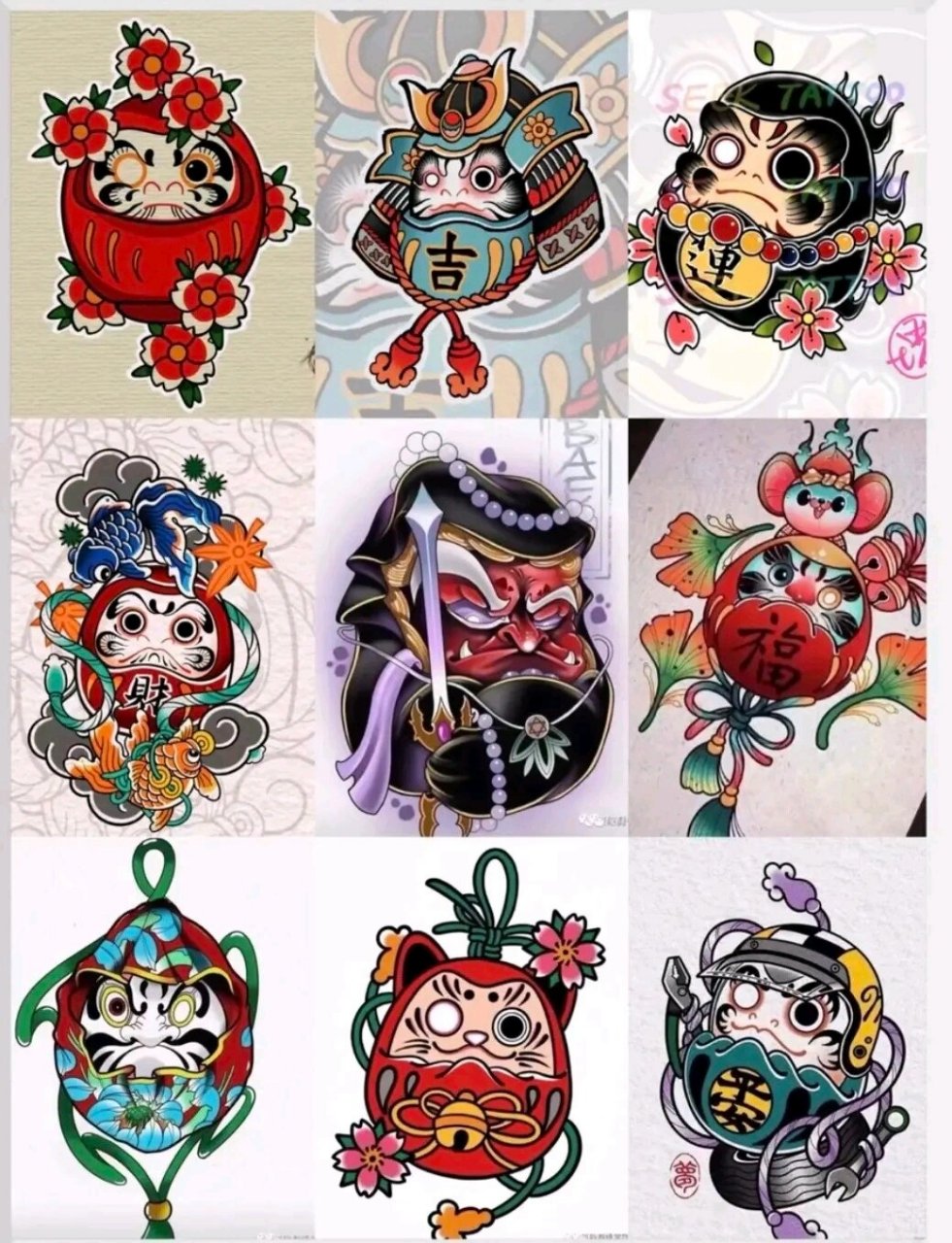 达摩蛋纹身手稿 武汉纹身老店 老传统达摩蛋纹身图案大全