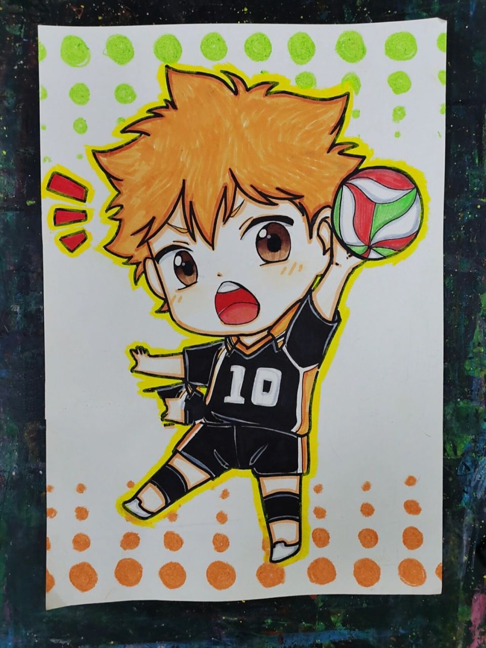 【临摹】排球少年q版/日向翔阳/男生动漫 绘画工具:人物(水彩笔,黑色